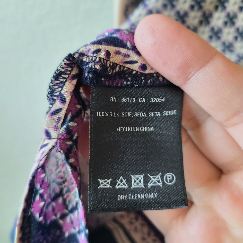 Anthropologie Meadow Rue Kimono Blouse SZ Small 100% Silk Side Zipper Floral - Picture 6 of 13